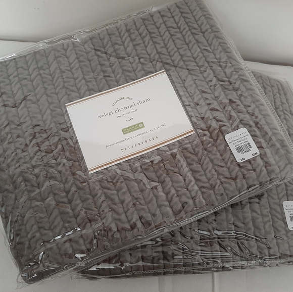 Pottery Barn Bedding Pottery Barn Velvet Channel Euro Shams Gray